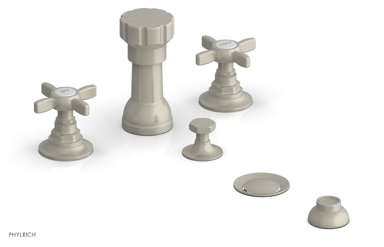 Phylrich Jamestown Four Hole Bidet Set with Cross Handles