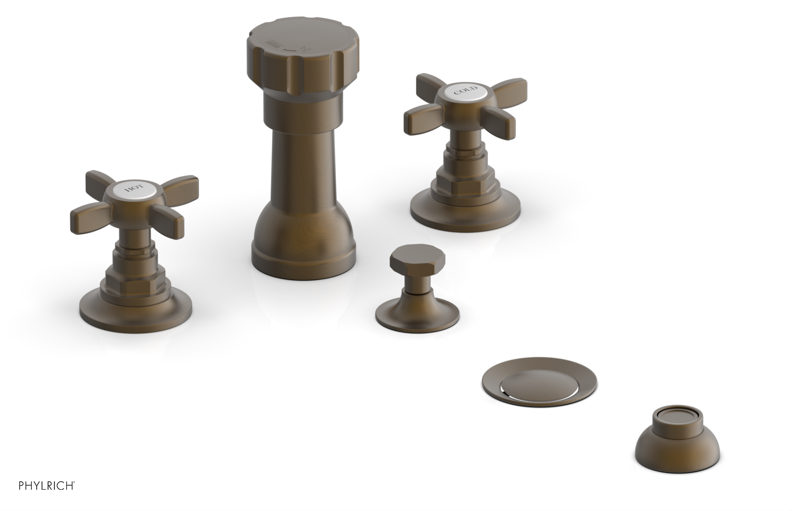 Phylrich Jamestown Four Hole Bidet Set with Cross Handles