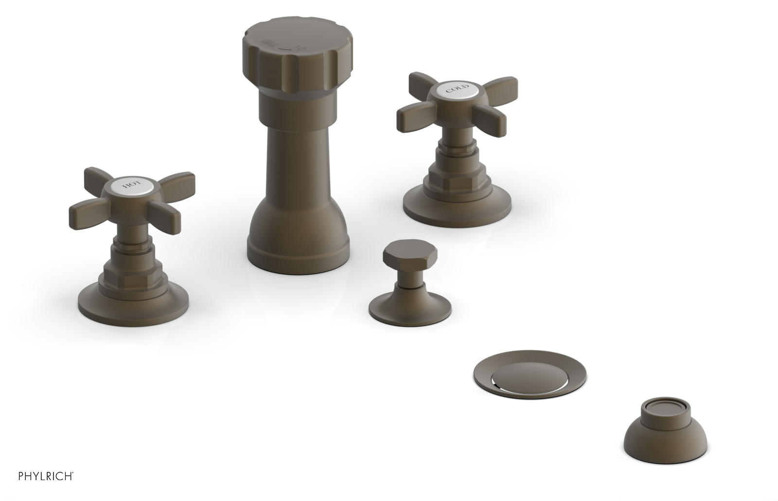 Phylrich Jamestown Four Hole Bidet Set with Cross Handles