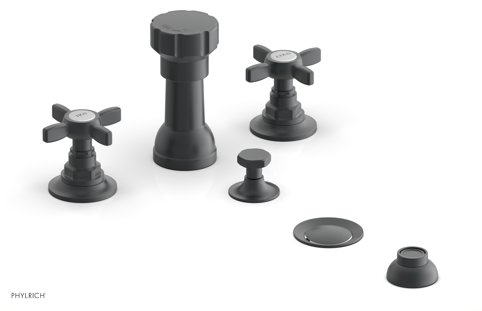 Phylrich Jamestown Four Hole Bidet Set with Cross Handles