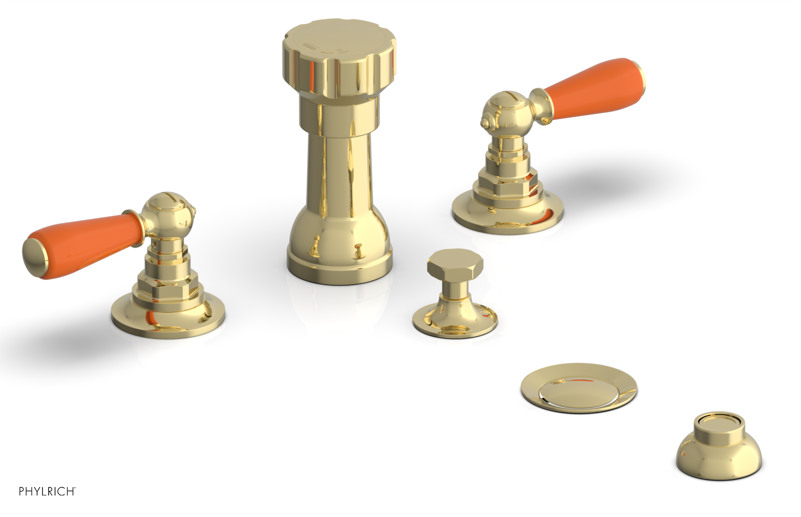 Phylrich Jamestown Four Hole Bidet Set with Lever Handles