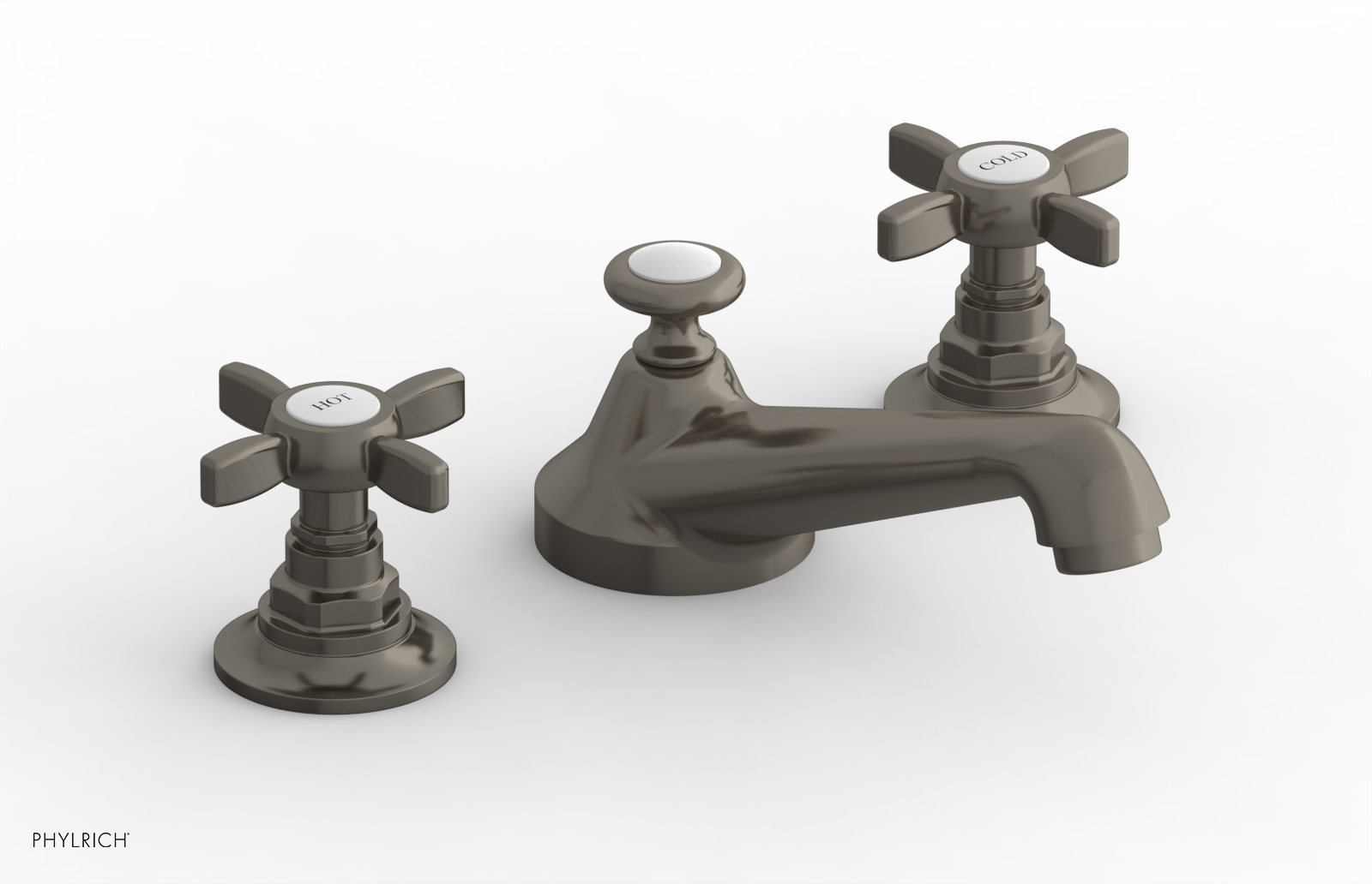 Phylrich Jamestown Low Spout Widespread Faucet with Cross Handle