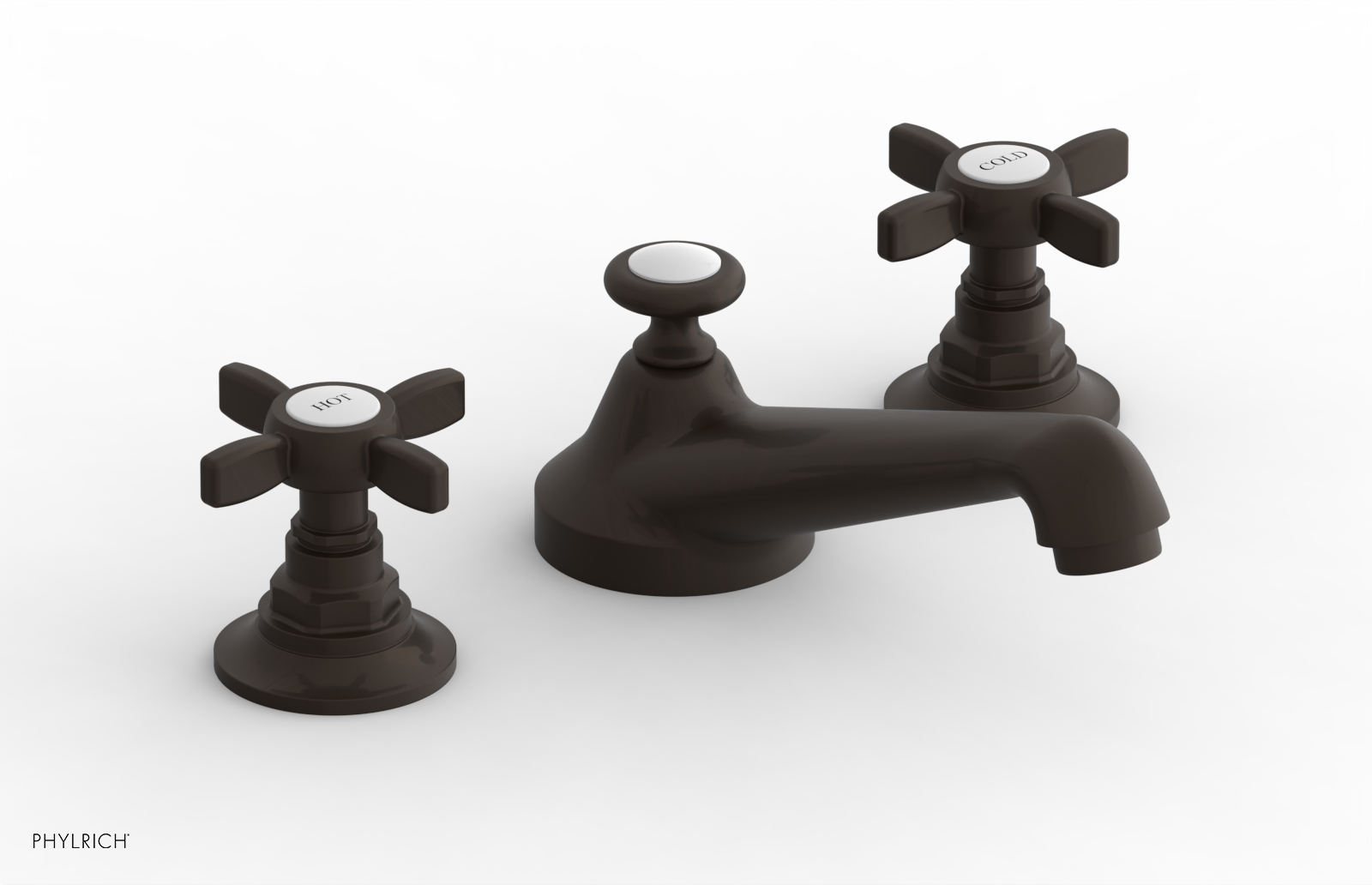 Phylrich Jamestown Low Spout Widespread Faucet with Cross Handle