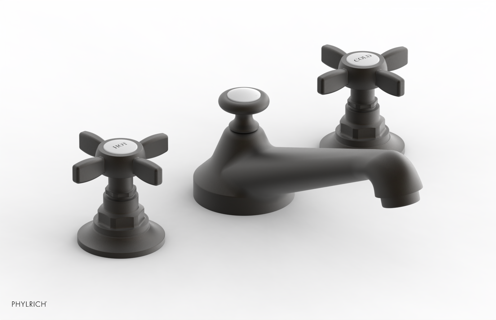 Phylrich Jamestown Low Spout Widespread Faucet with Cross Handle