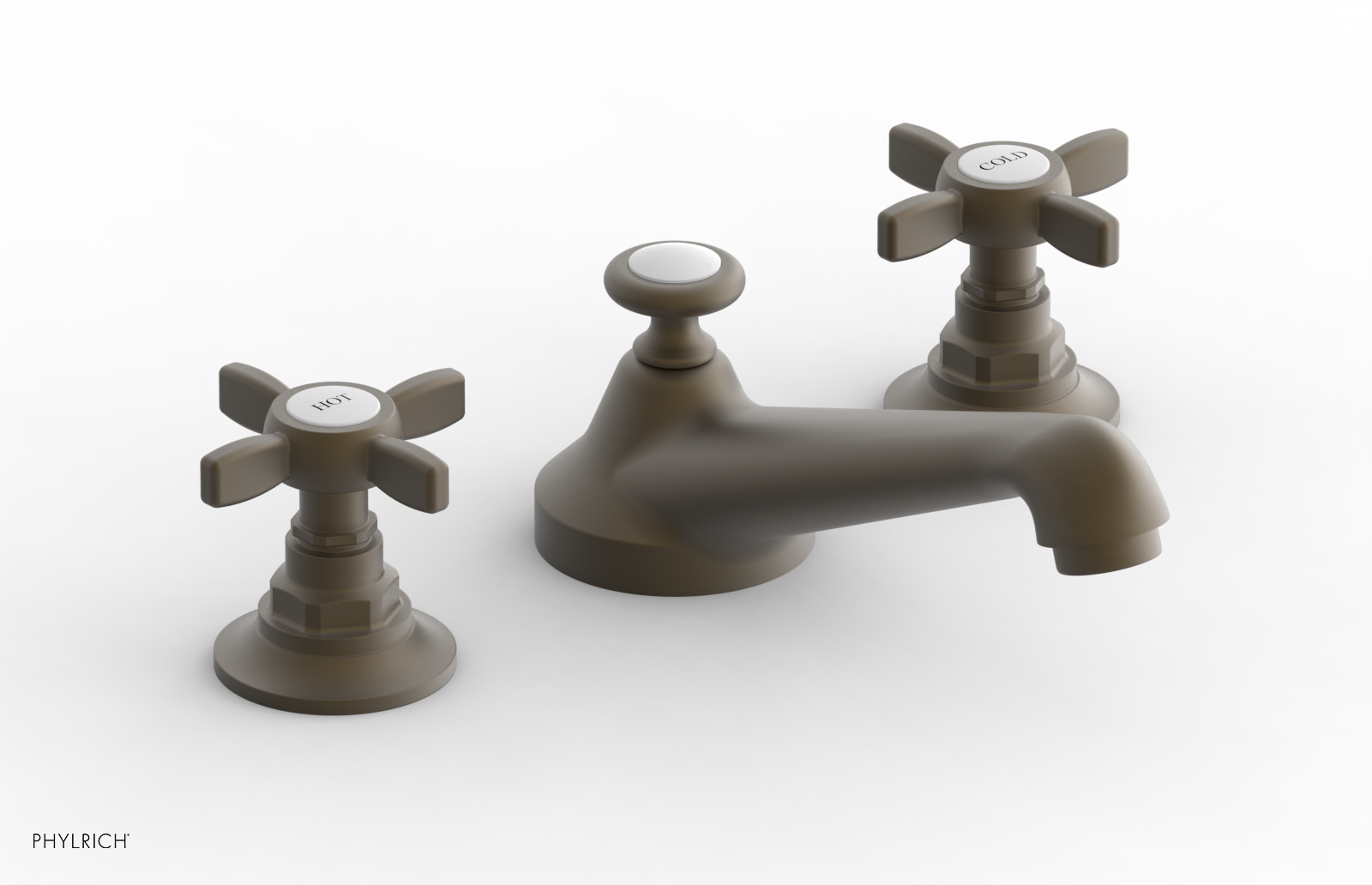 Phylrich Jamestown Low Spout Widespread Faucet with Cross Handle