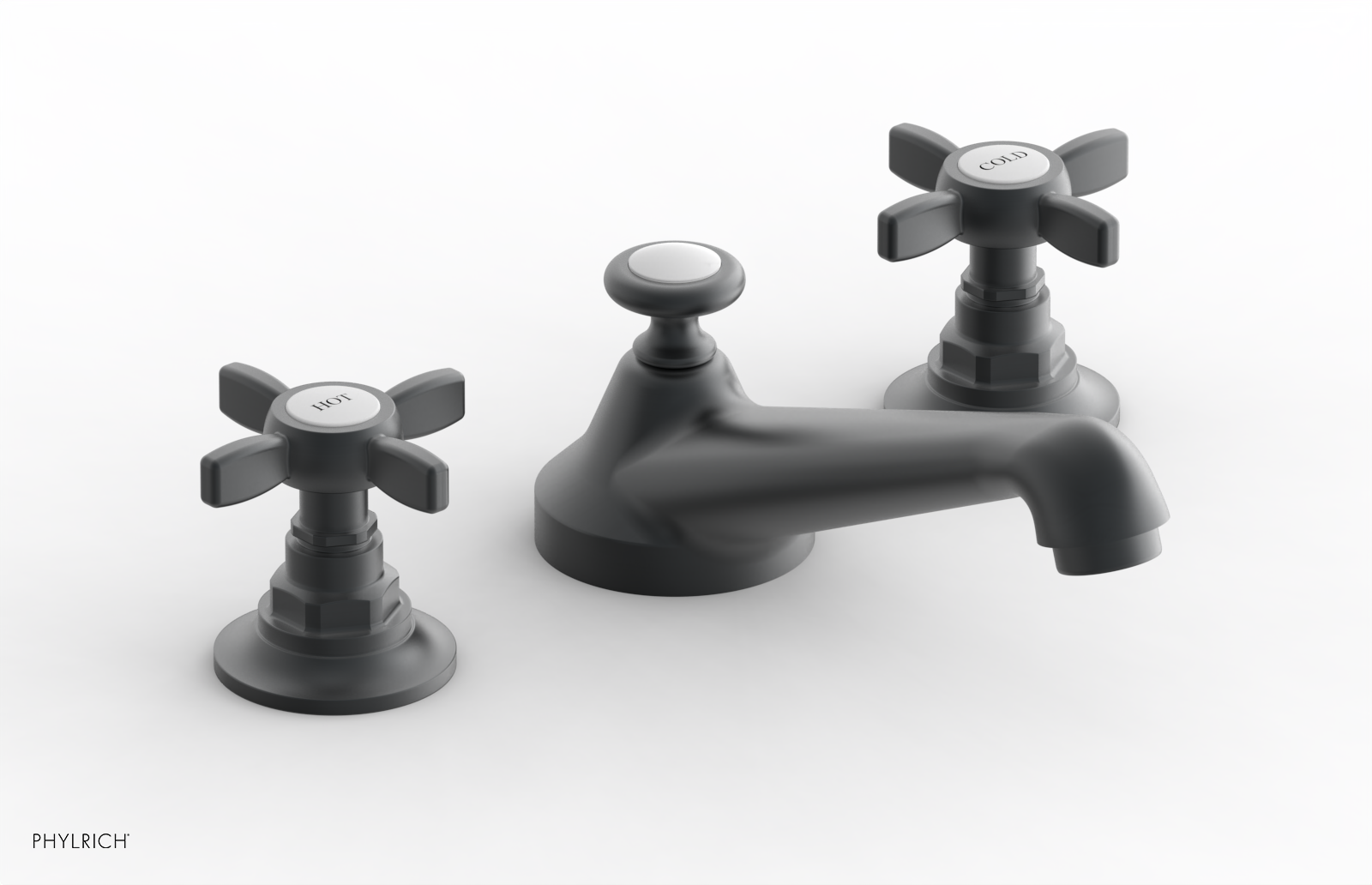 Phylrich Jamestown Low Spout Widespread Faucet with Cross Handle