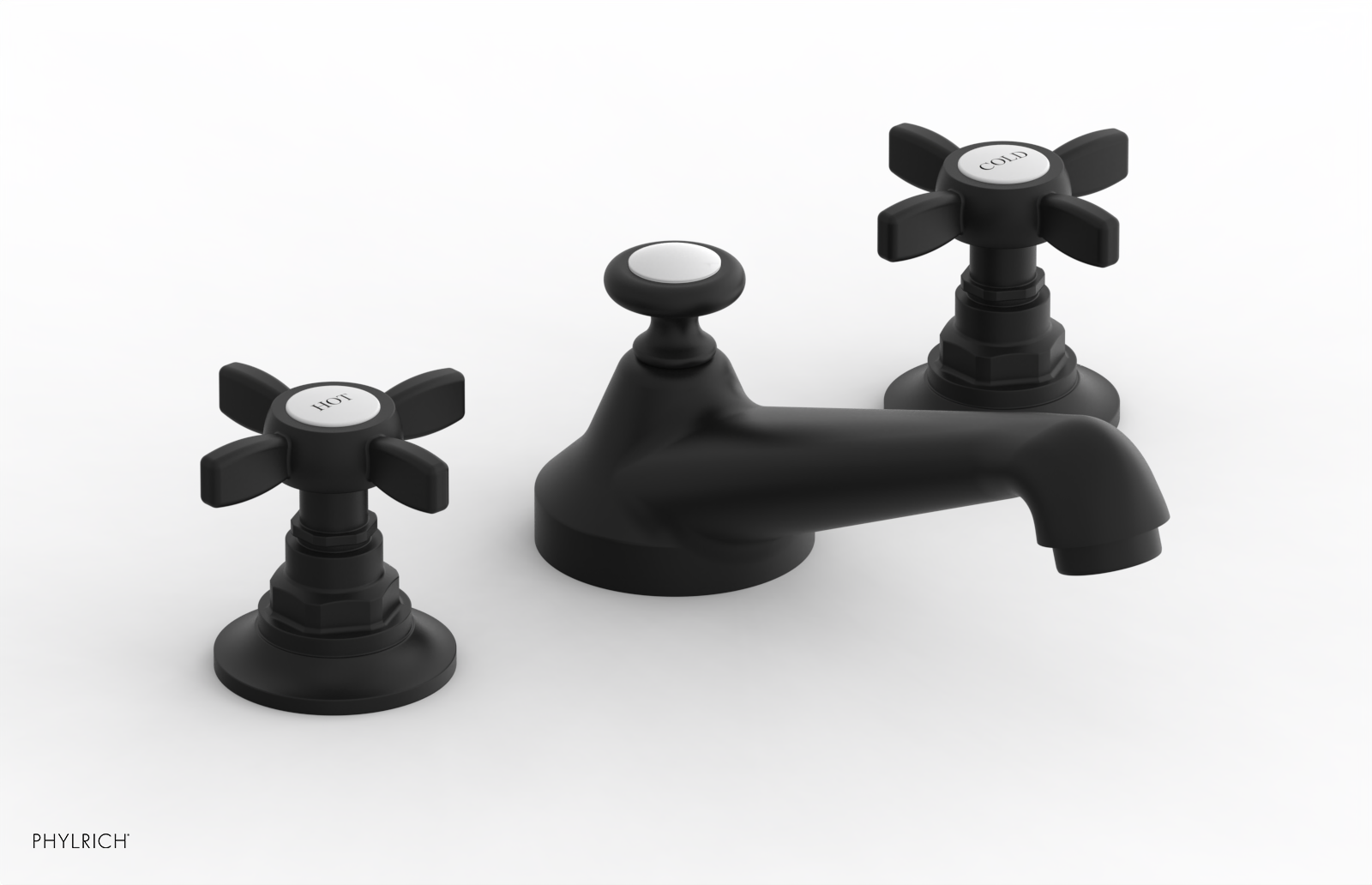 Phylrich Jamestown Low Spout Widespread Faucet with Cross Handle