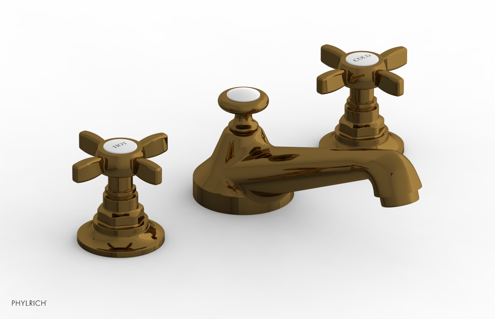 Phylrich Jamestown Low Spout Widespread Faucet with Cross Handle