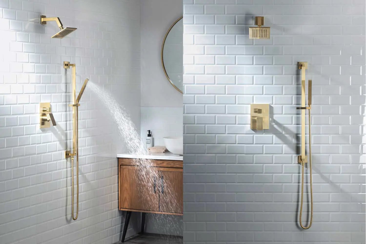 satin brass pvd shower valve