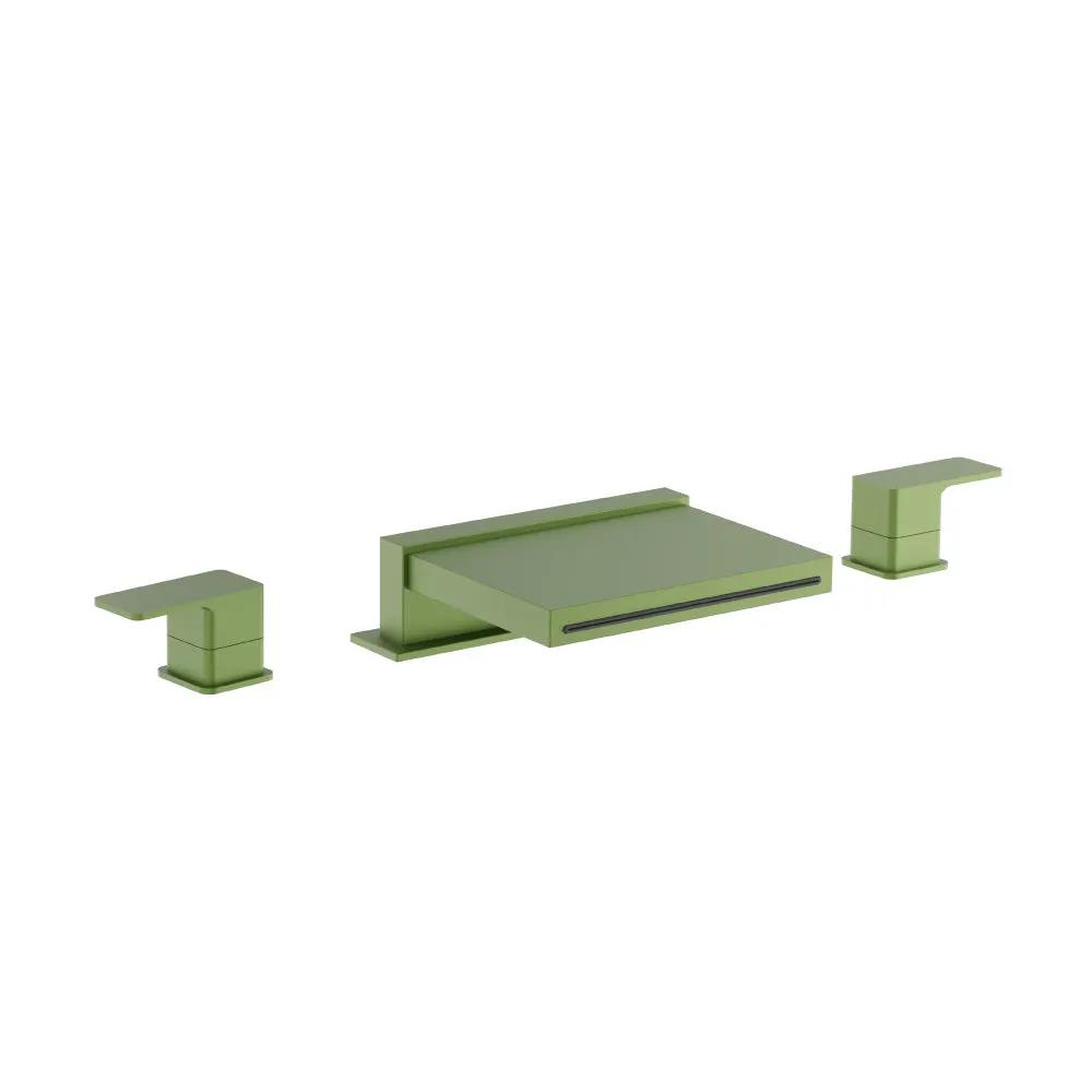 Flusso Serie 196 3 Hole Deck Mount Cascade / Sheet Flow Roman Tub Faucet by Flusso