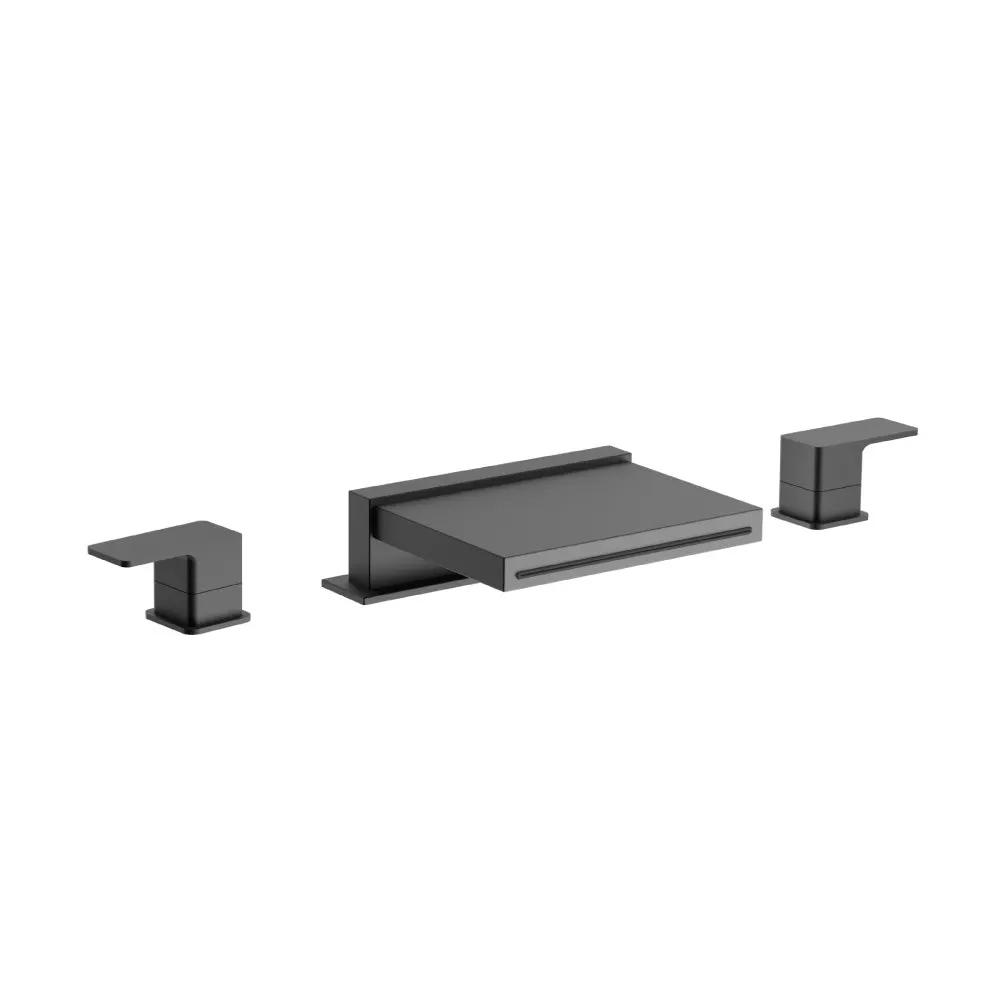 Flusso Serie 196 3 Hole Deck Mount Cascade / Sheet Flow Roman Tub Faucet by Flusso
