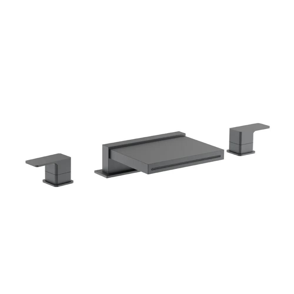 Flusso Serie 196 3 Hole Deck Mount Cascade / Sheet Flow Roman Tub Faucet by Flusso