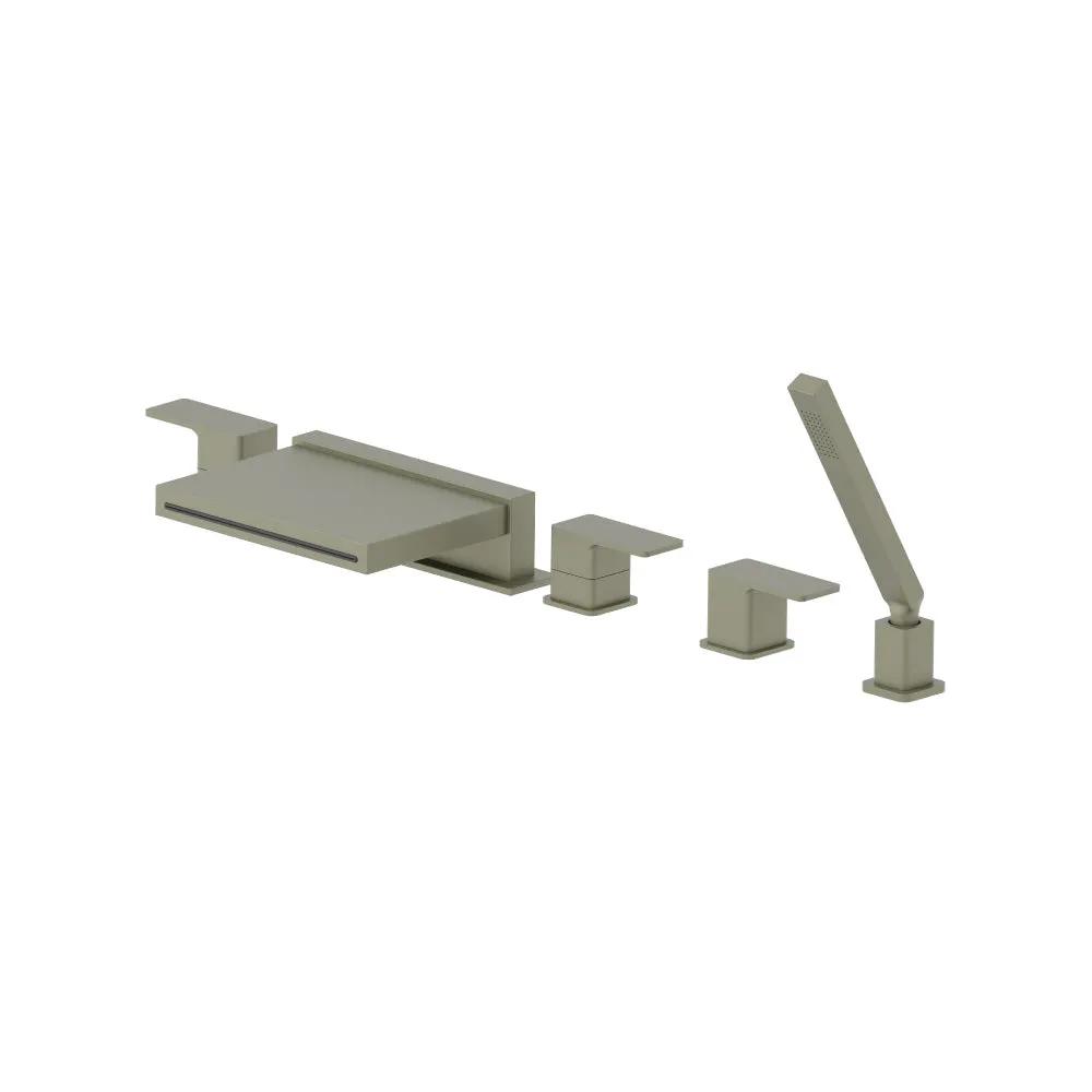 Flusso Serie 196 Five Hole Deck Mounted Cascade Flow Roman Tub Faucet with Hand Shower by Flusso