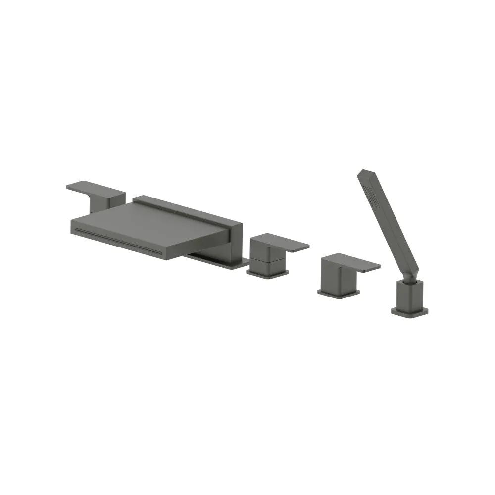 Flusso Serie 196 Five Hole Deck Mounted Cascade Flow Roman Tub Faucet with Hand Shower by Flusso