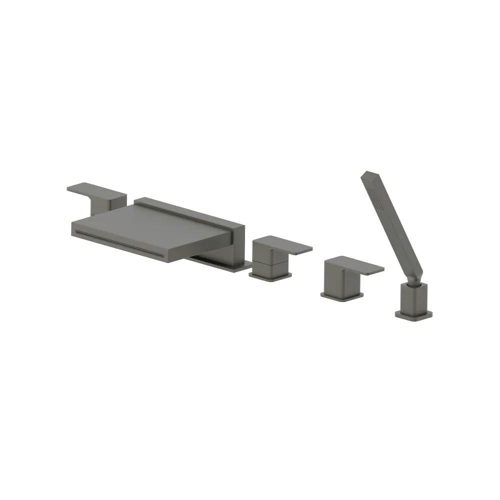 Flusso Serie 196 Five Hole Deck Mounted Cascade Flow Roman Tub Faucet with Hand Shower by Flusso