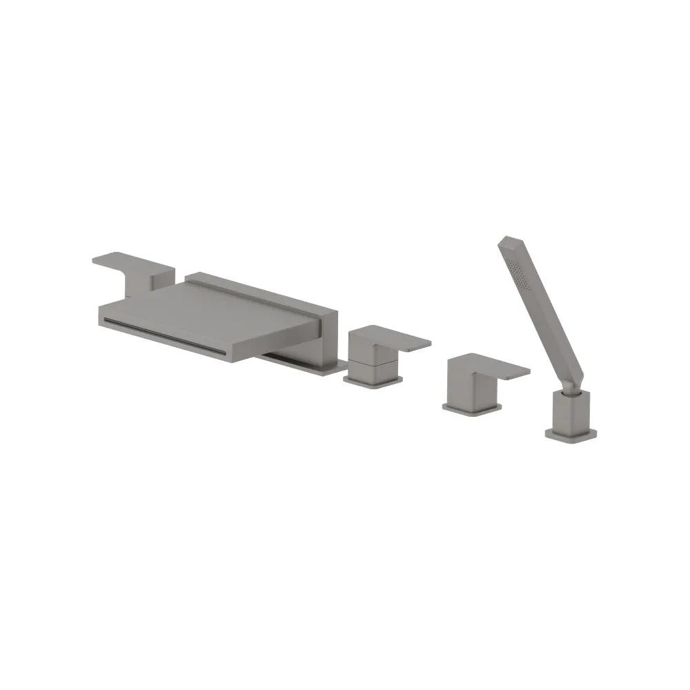 Flusso Serie 196 Five Hole Deck Mounted Cascade Flow Roman Tub Faucet with Hand Shower by Flusso
