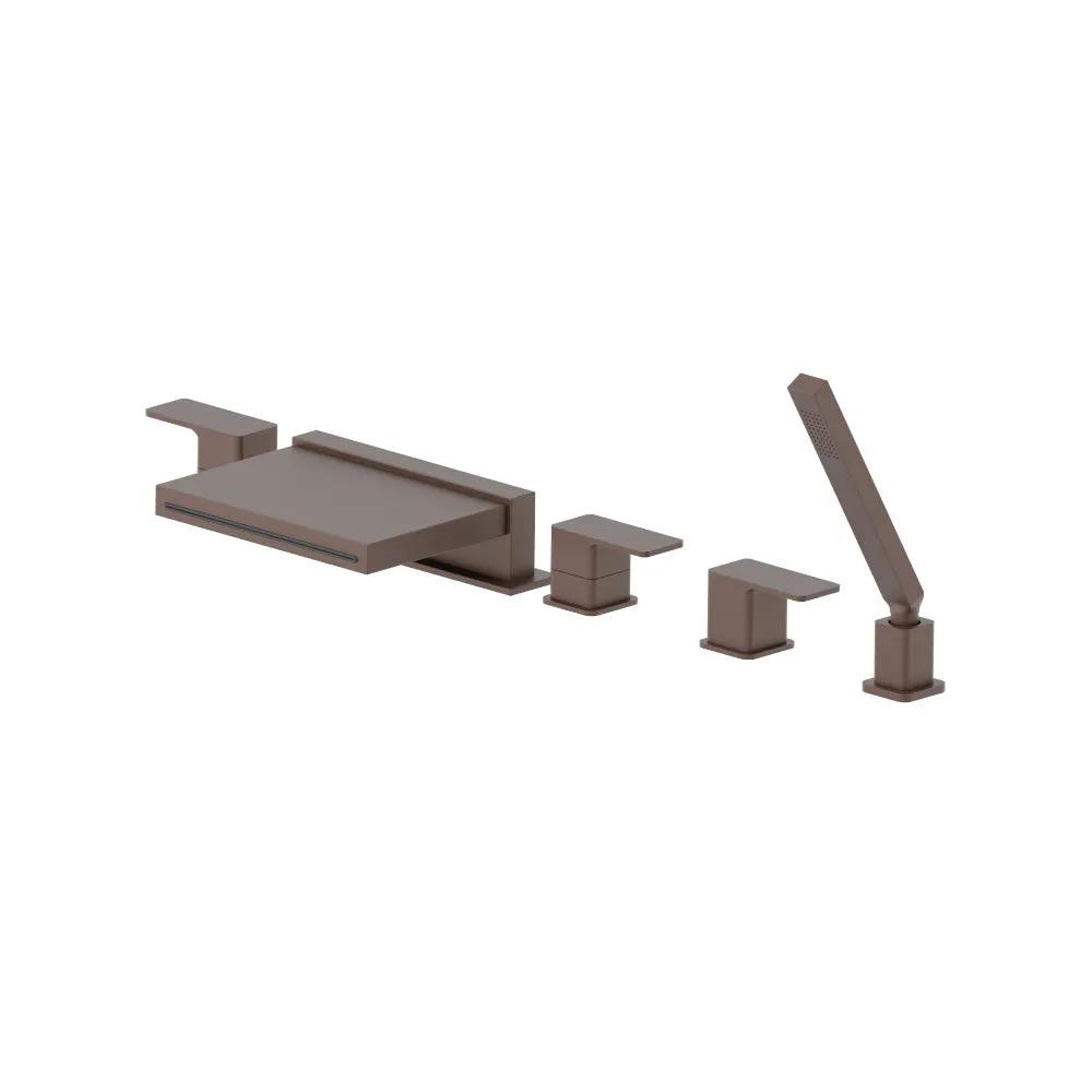 Flusso Serie 196 Five Hole Deck Mounted Cascade Flow Roman Tub Faucet with Hand Shower by Flusso