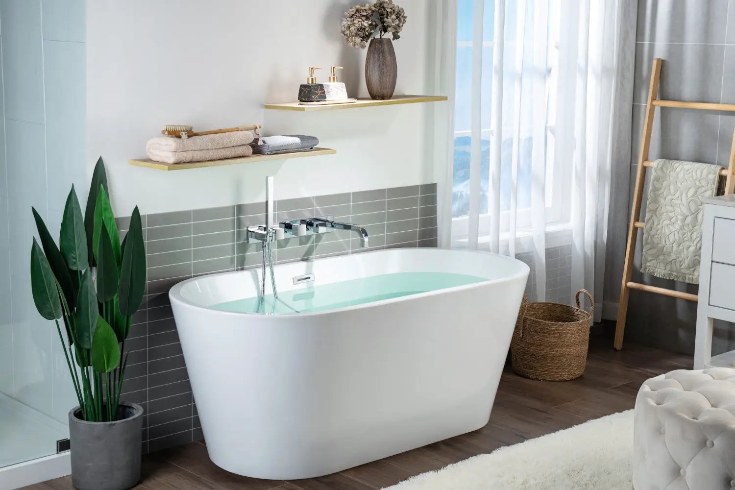 chrome tub filler