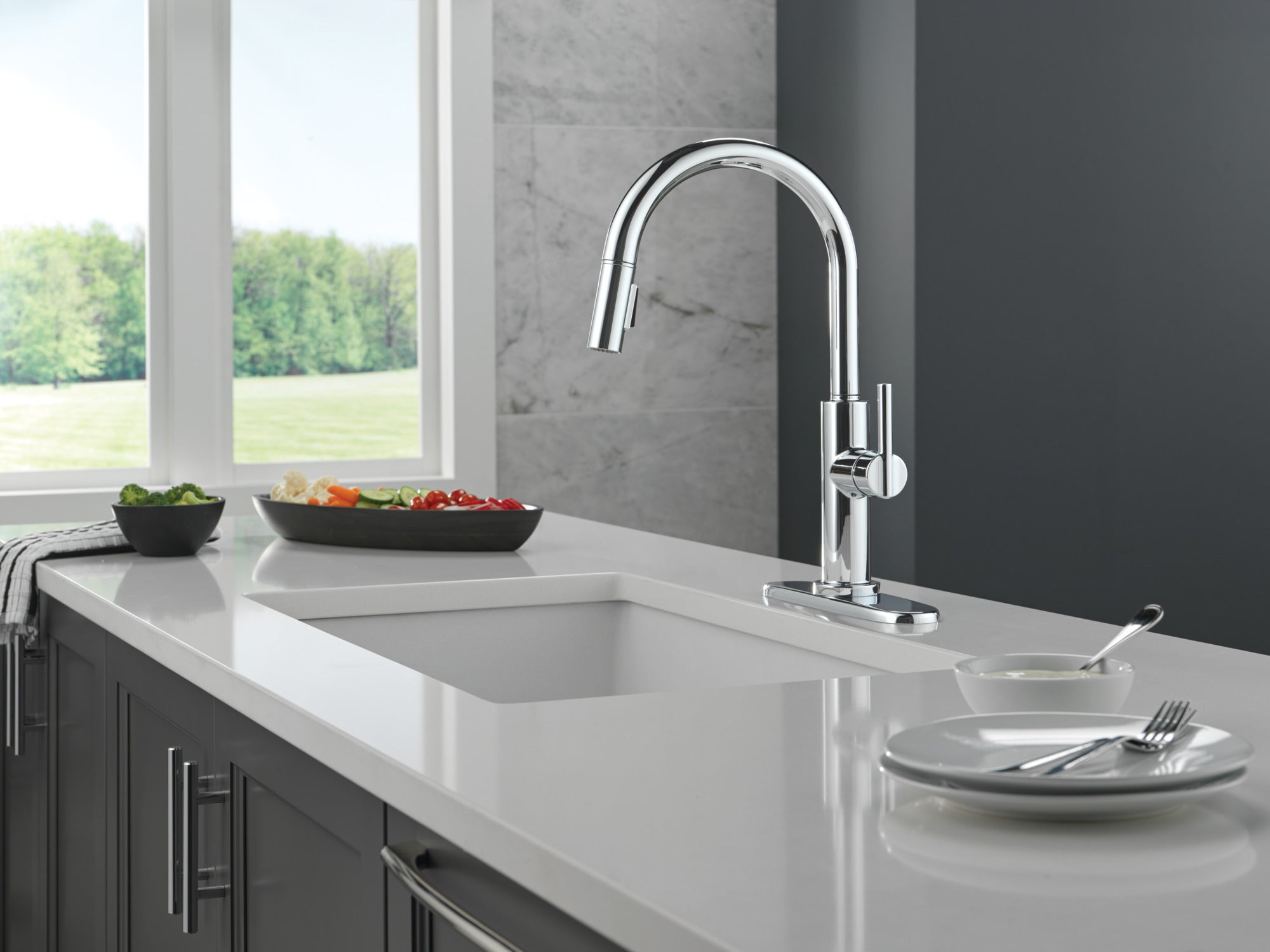 chrome kitchen faucet