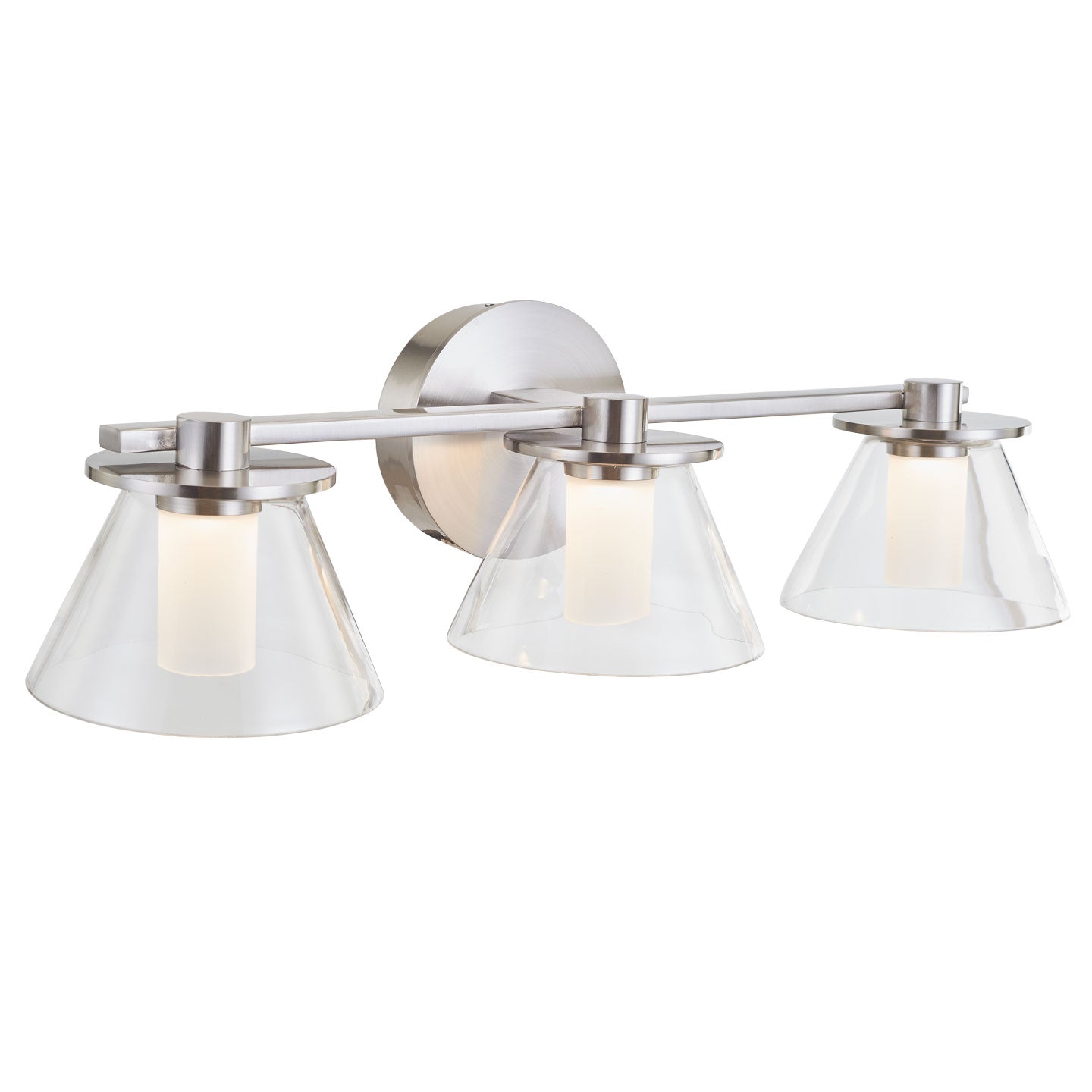 Abra Lighting Cone 3 Light Clear Glass Cones with Opal Glass Diffuser