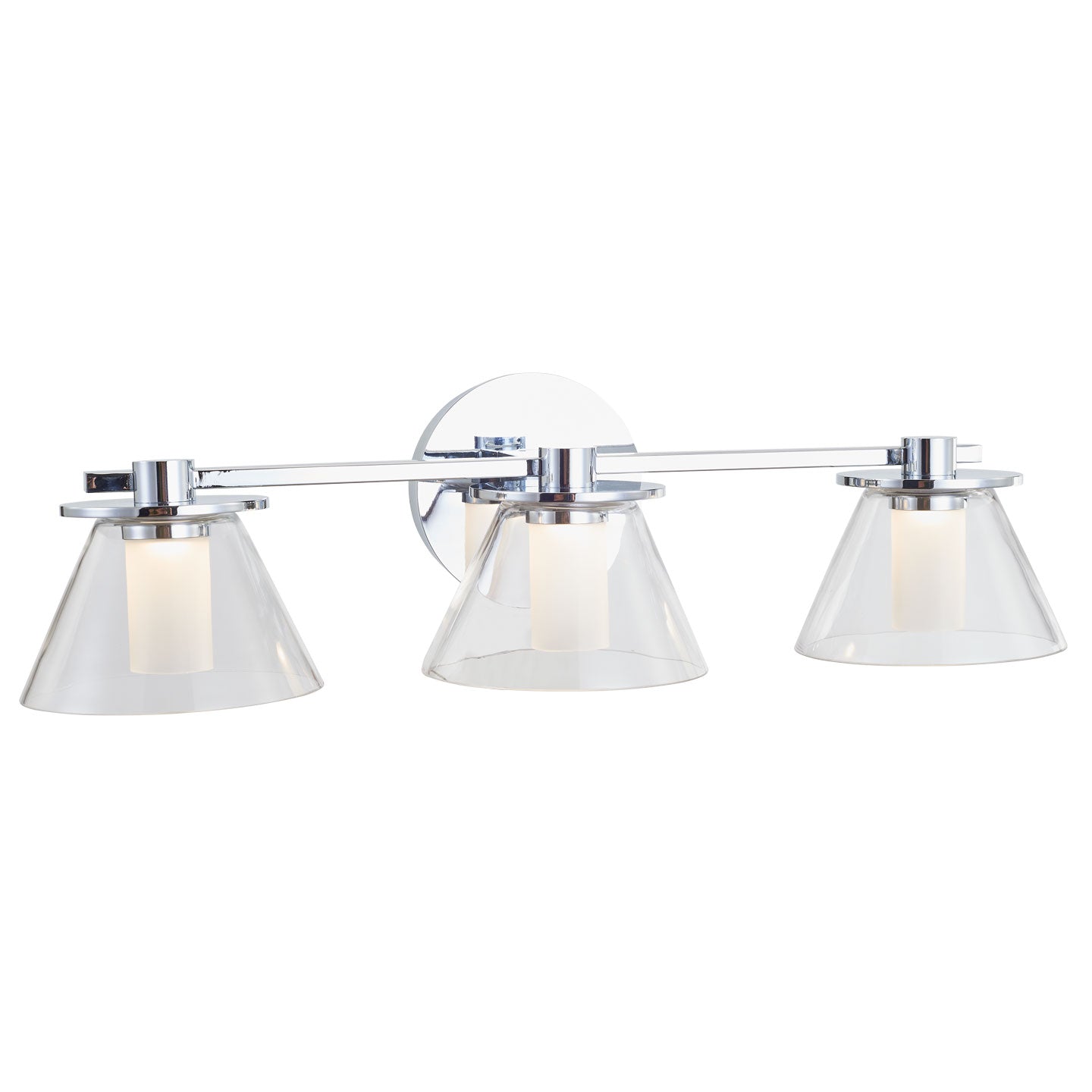 Abra Lighting Cone 3 Light Clear Glass Cones with Opal Glass Diffuser