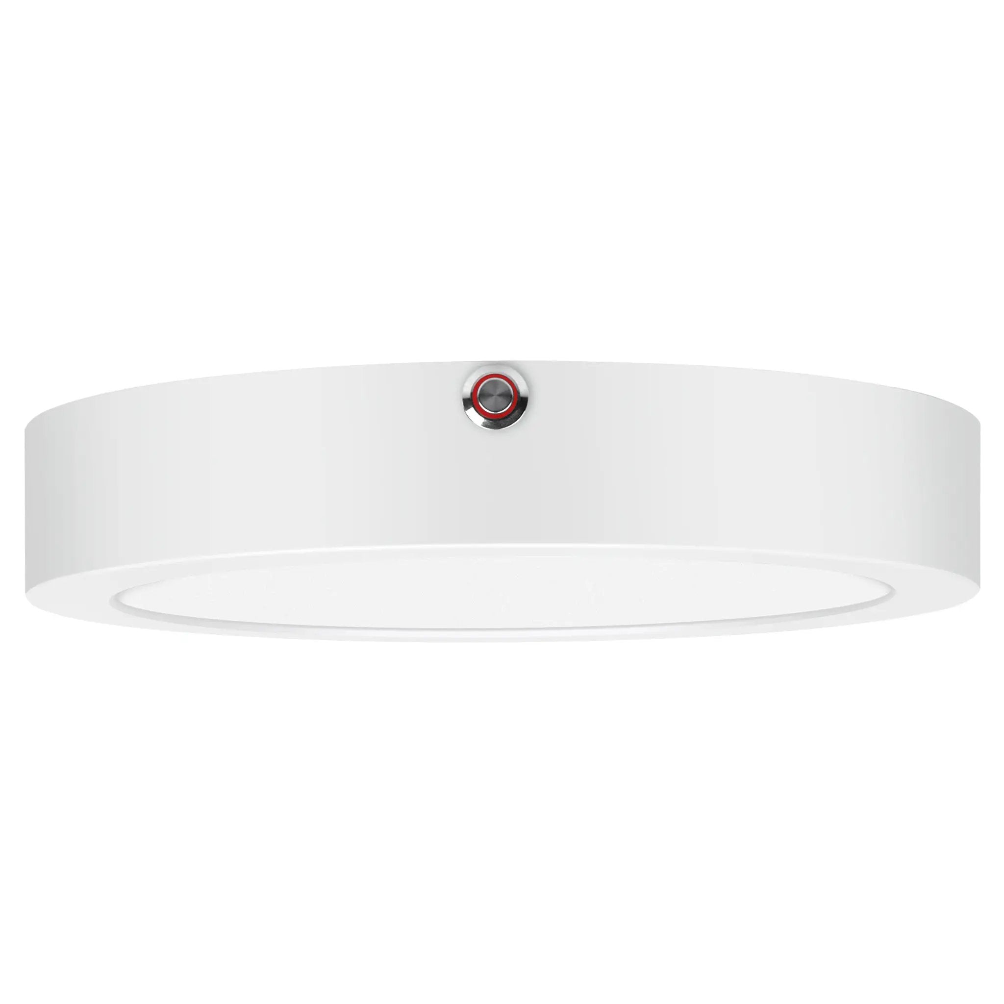 white dual voltage emergency backup led flush mount