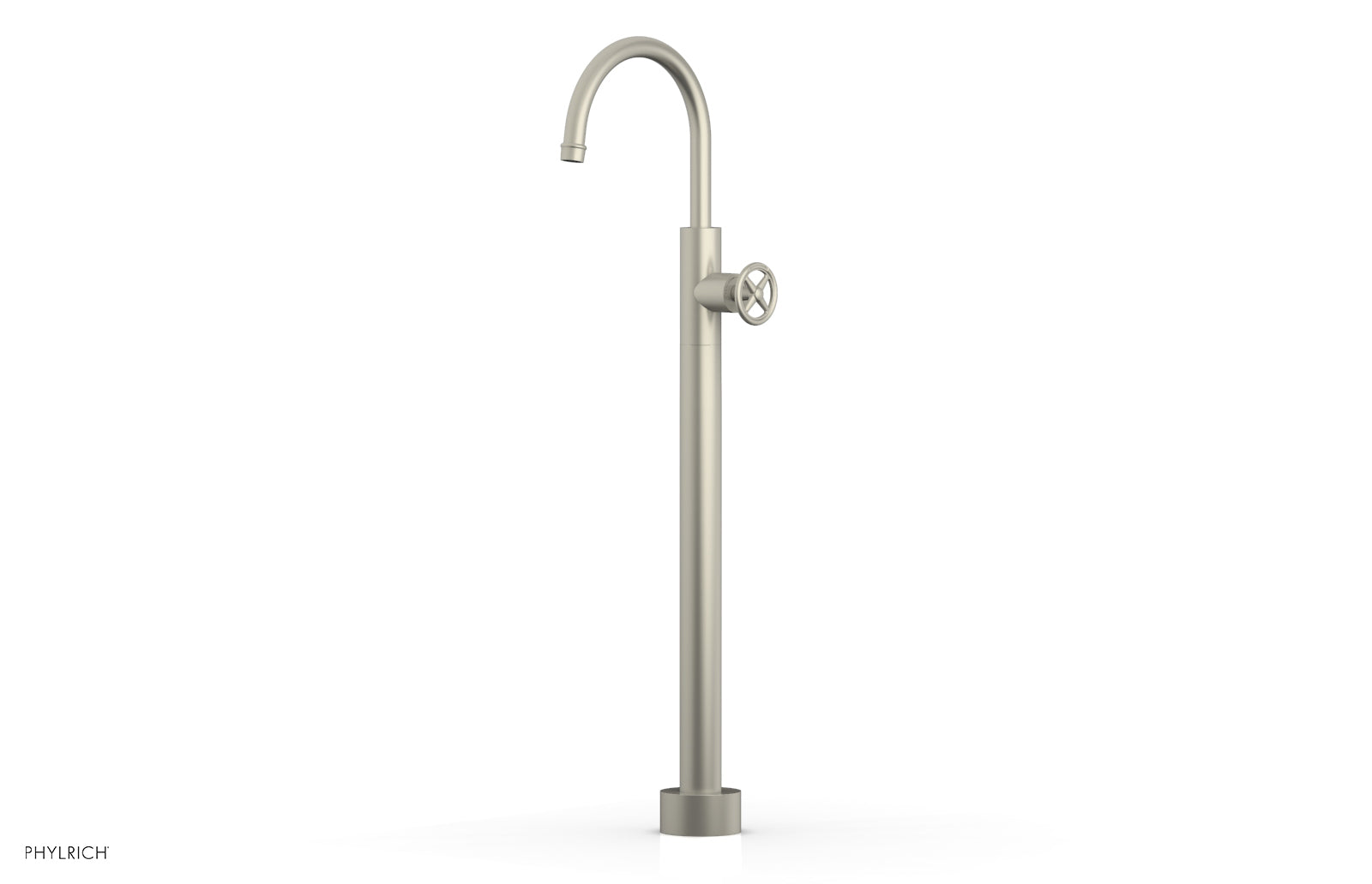 Phylrich WORKS Tall Floor Mount Tub Filler - Cross Handle
