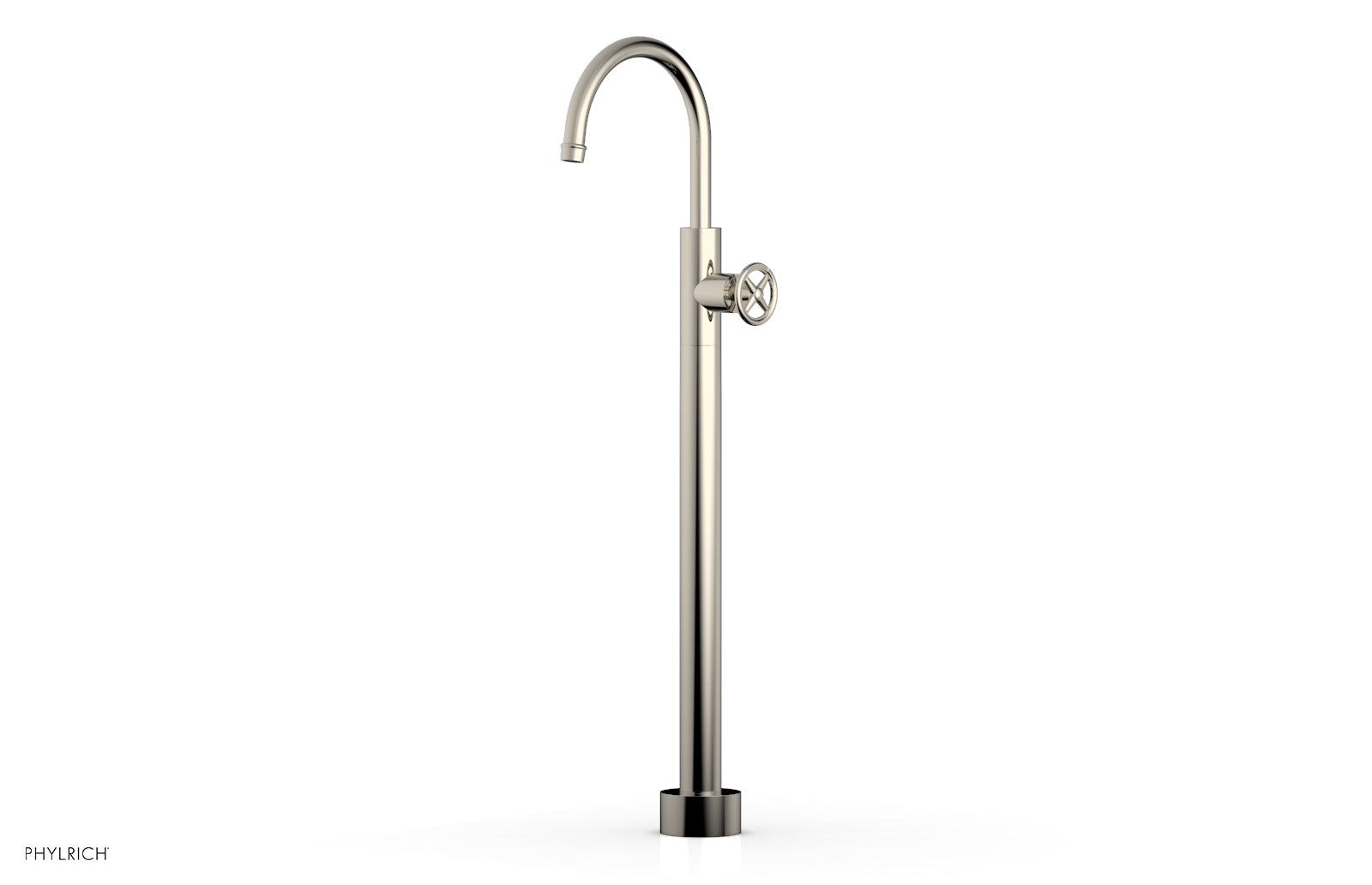 Phylrich WORKS Tall Floor Mount Tub Filler - Cross Handle