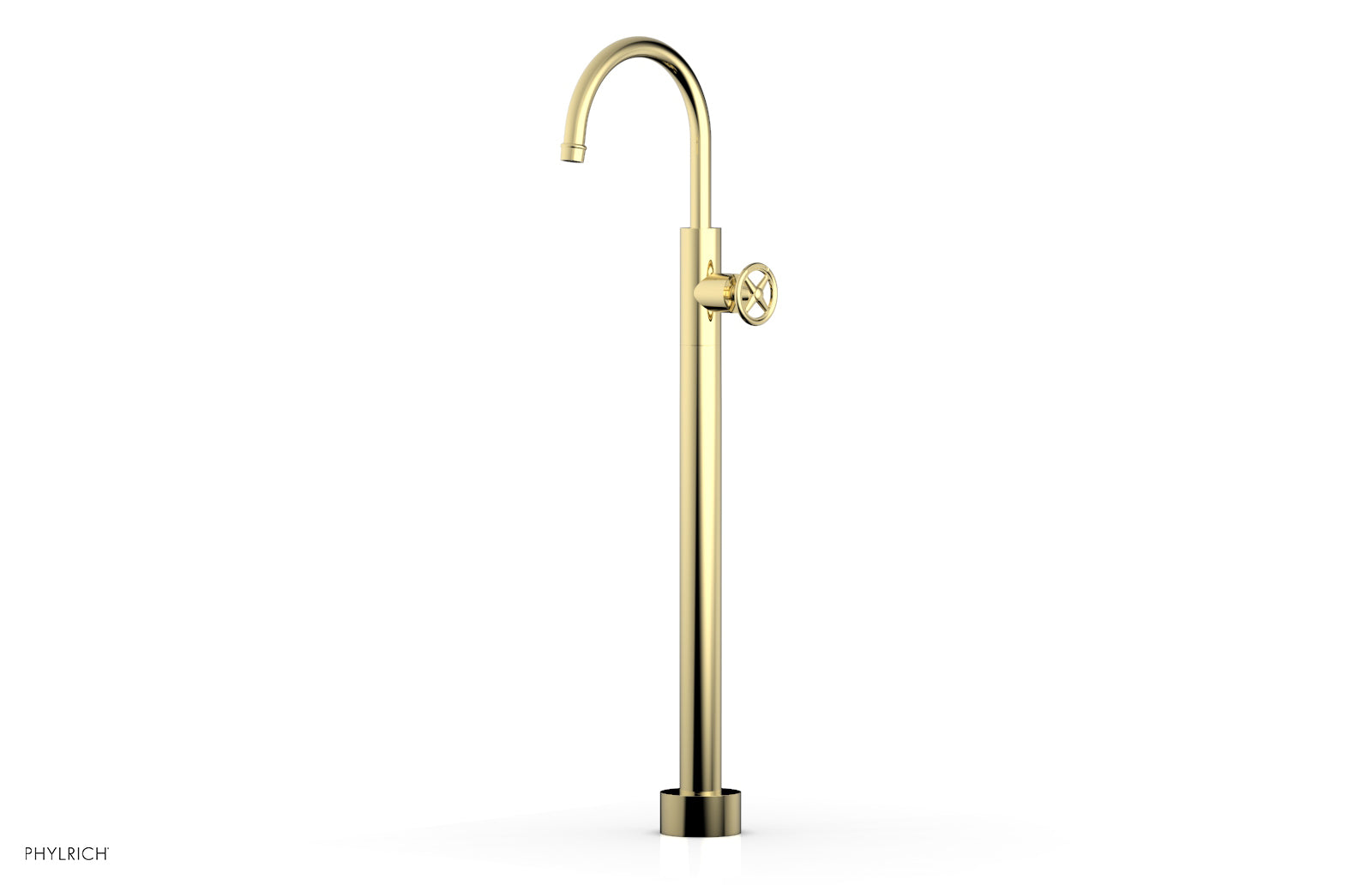 Phylrich WORKS Tall Floor Mount Tub Filler - Cross Handle