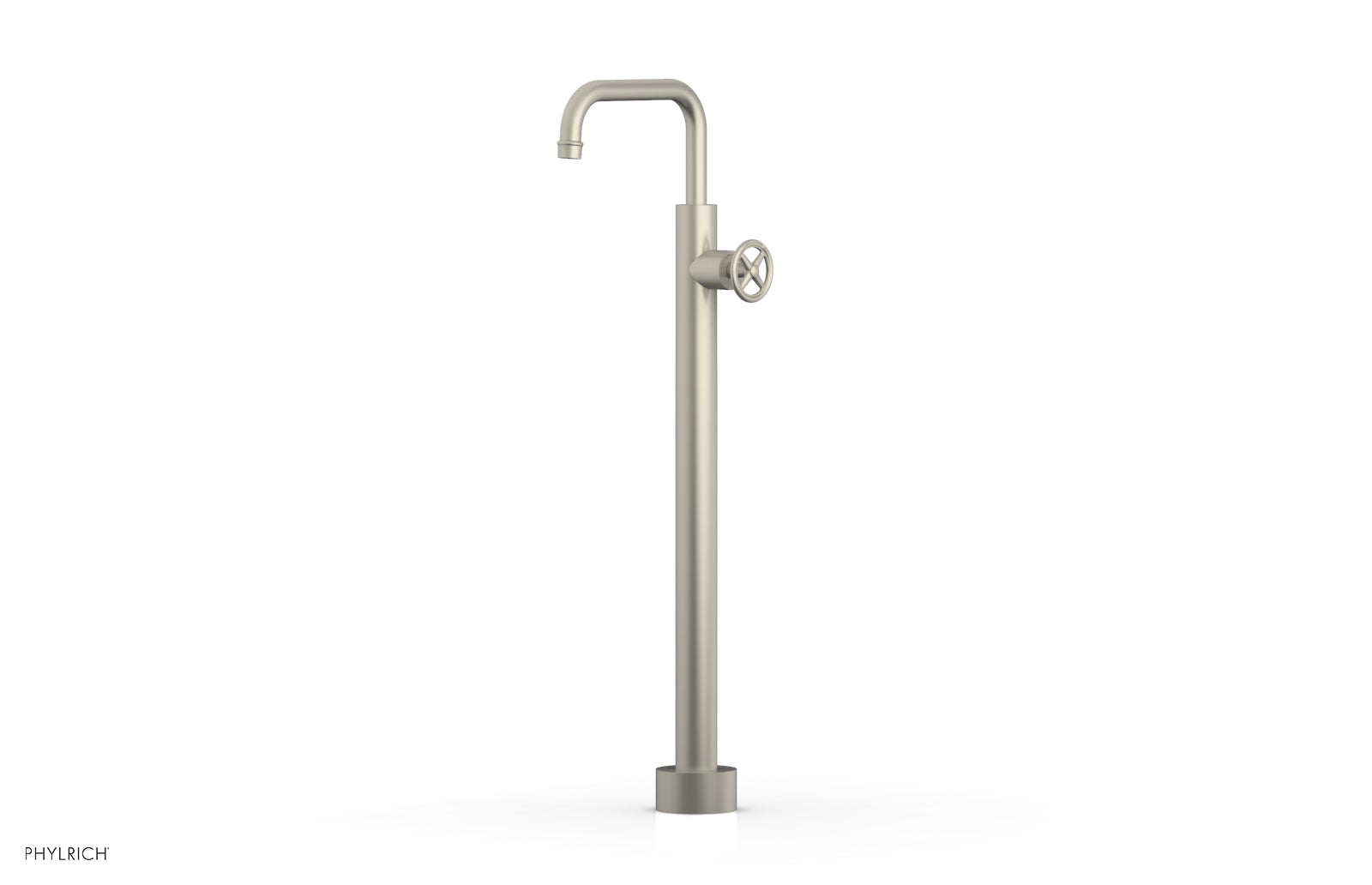 Phylrich WORKS Tall Floor Mount Tub Filler - Cross Handle