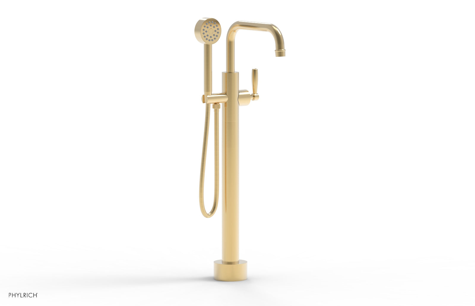 Phylrich WORKS Low Floor Mount Tub Filler - Lever Handle with Hand Shower