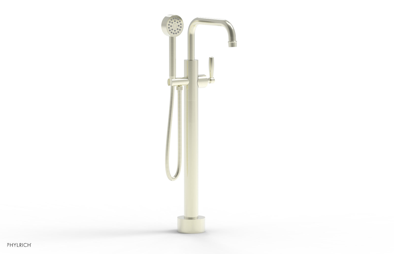 Phylrich WORKS Low Floor Mount Tub Filler - Lever Handle with Hand Shower