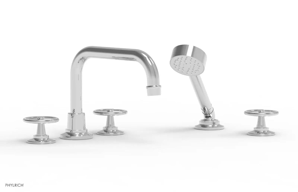 Phylrich 220-50 WORKS Deck Tub Set with Hand Shower - Cross Handles