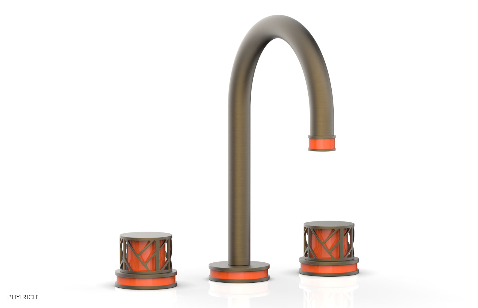 Phylrich JOLIE Widespread Faucet - Round Handles with "Orange" Accents