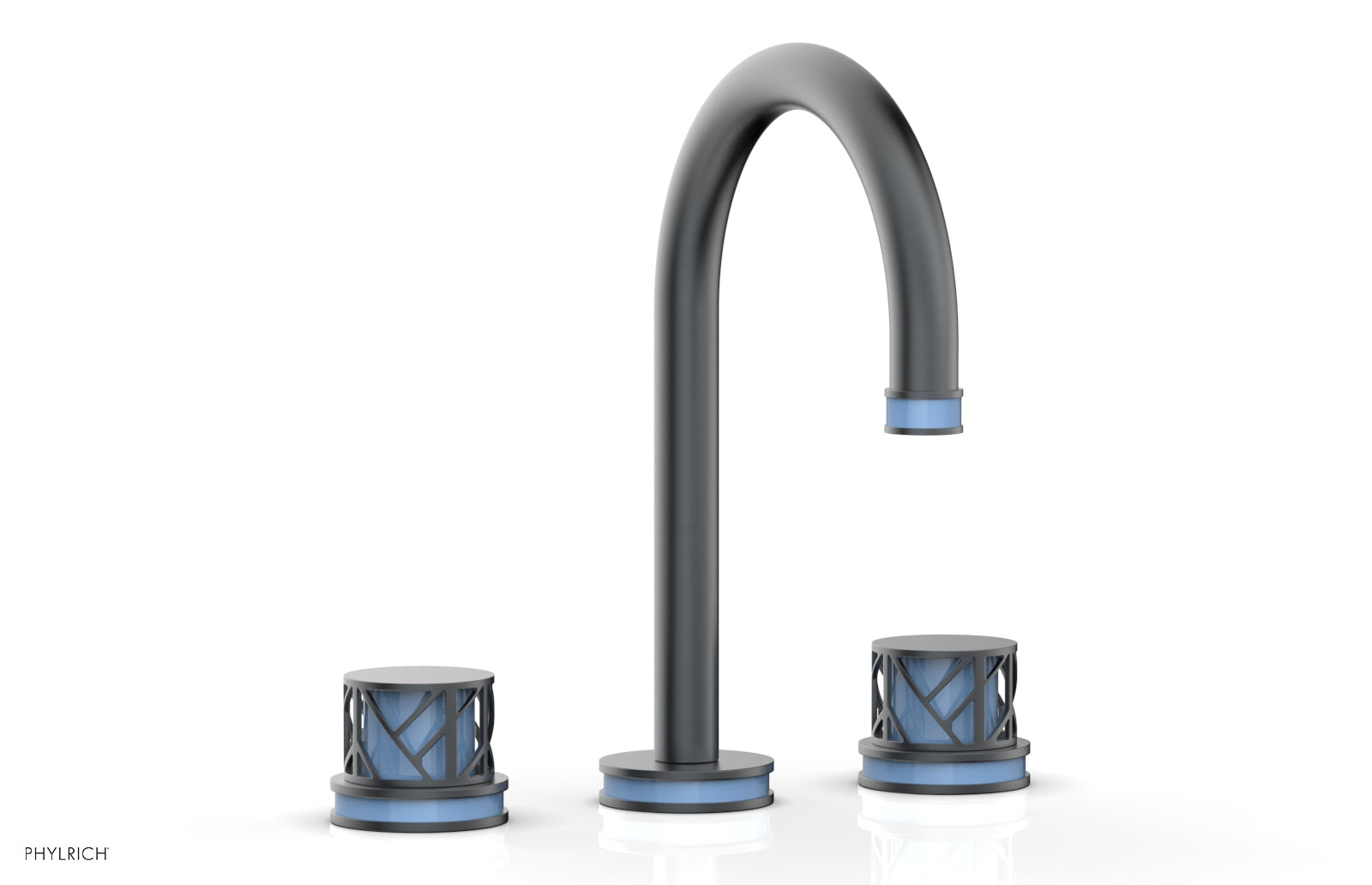 Phylrich JOLIE Widespread Faucet - Round Handles with "Light Blue" Accents