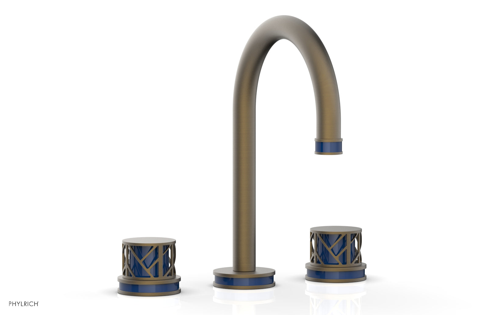 Phylrich JOLIE Widespread Faucet - Round Handles with "Navy Blue" Accents