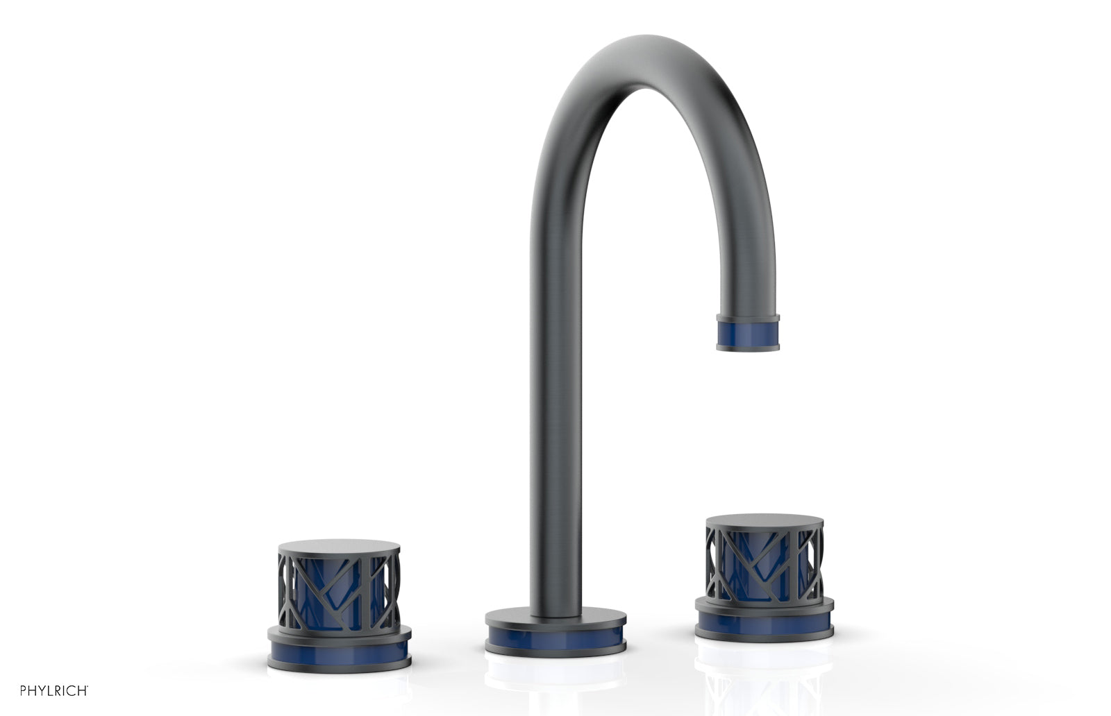 Phylrich JOLIE Widespread Faucet - Round Handles with "Navy Blue" Accents