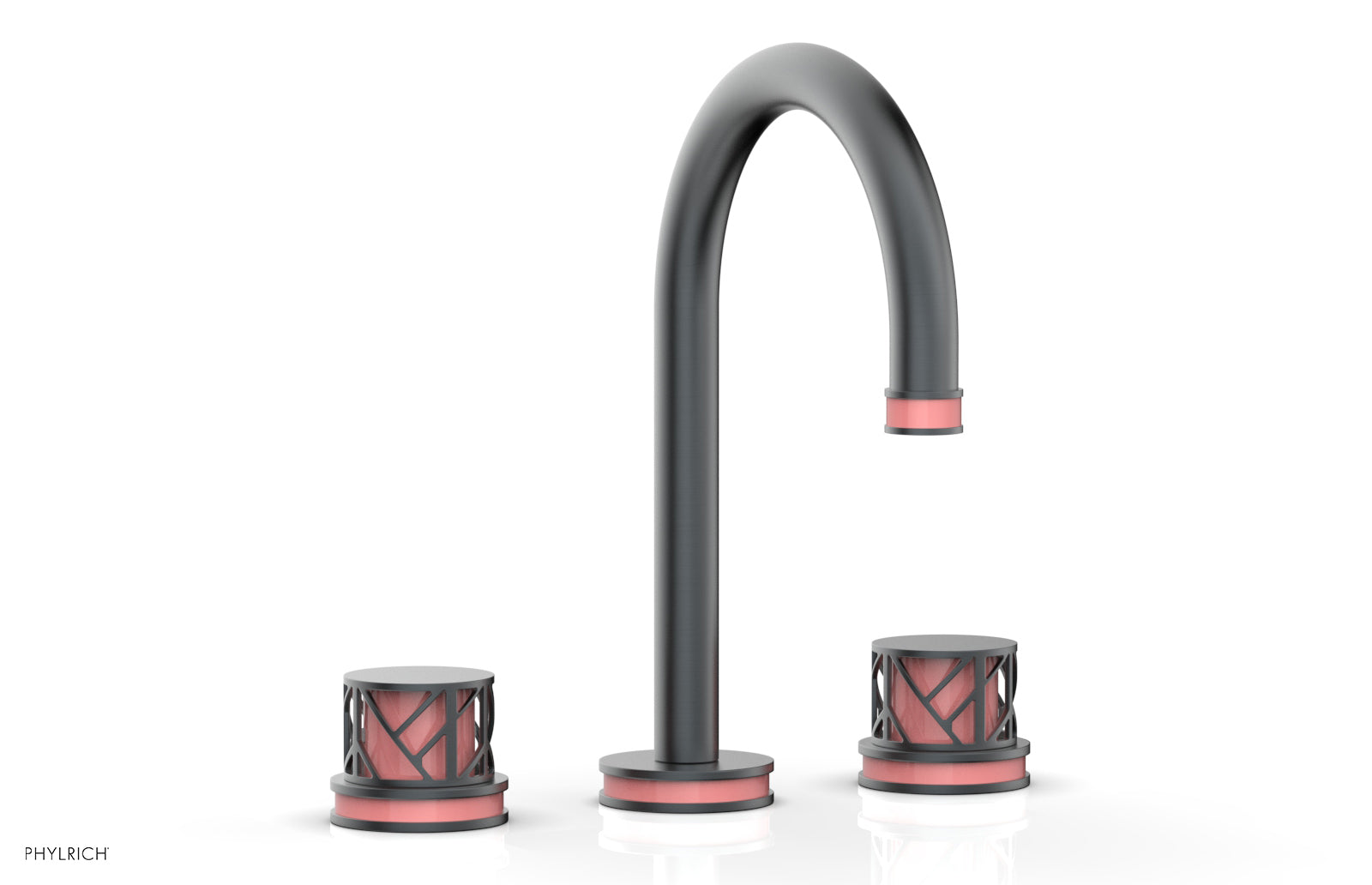 Phylrich JOLIE Widespread Faucet - Round Handles with "Pink" Accents