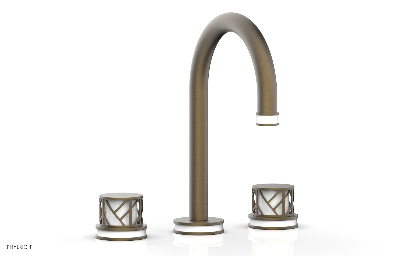 Phylrich JOLIE Widespread Faucet - Round Handles with "White" Accents