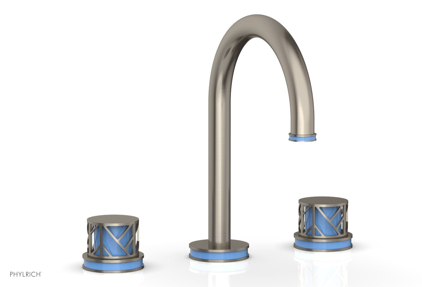 Phylrich JOLIE Widespread Faucet - Round Handles with "Light Blue" Accents