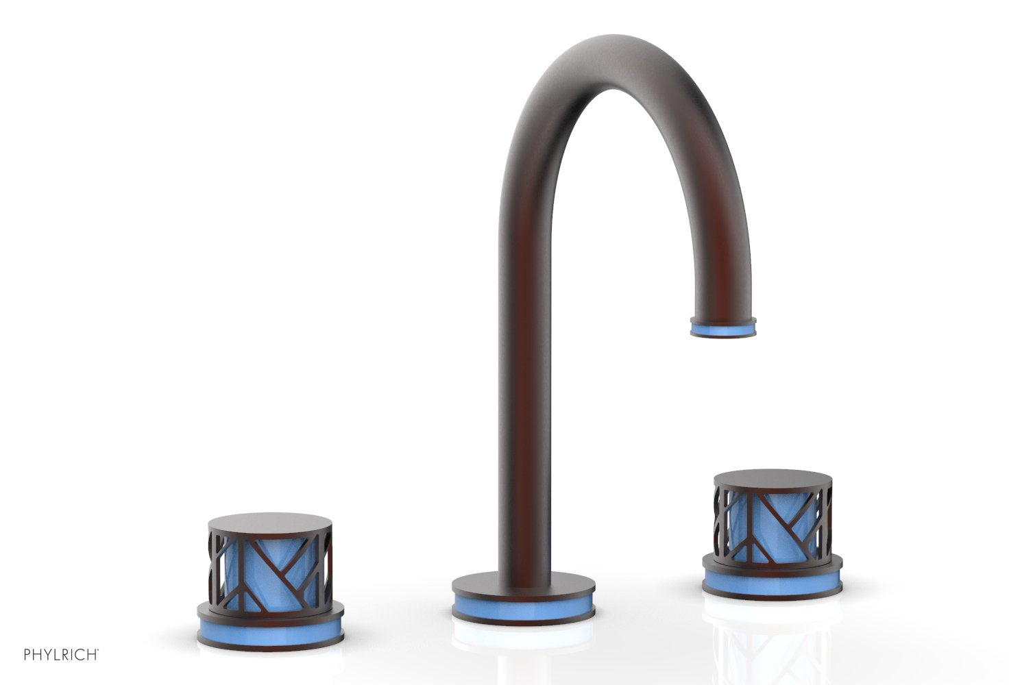 Phylrich JOLIE Widespread Faucet - Round Handles with "Light Blue" Accents