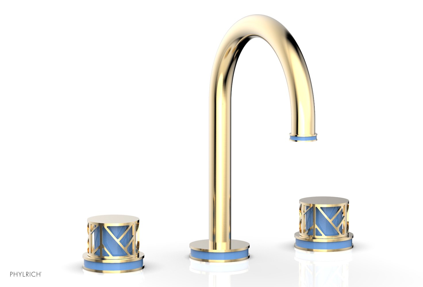 Phylrich JOLIE Widespread Faucet - Round Handles with "Light Blue" Accents