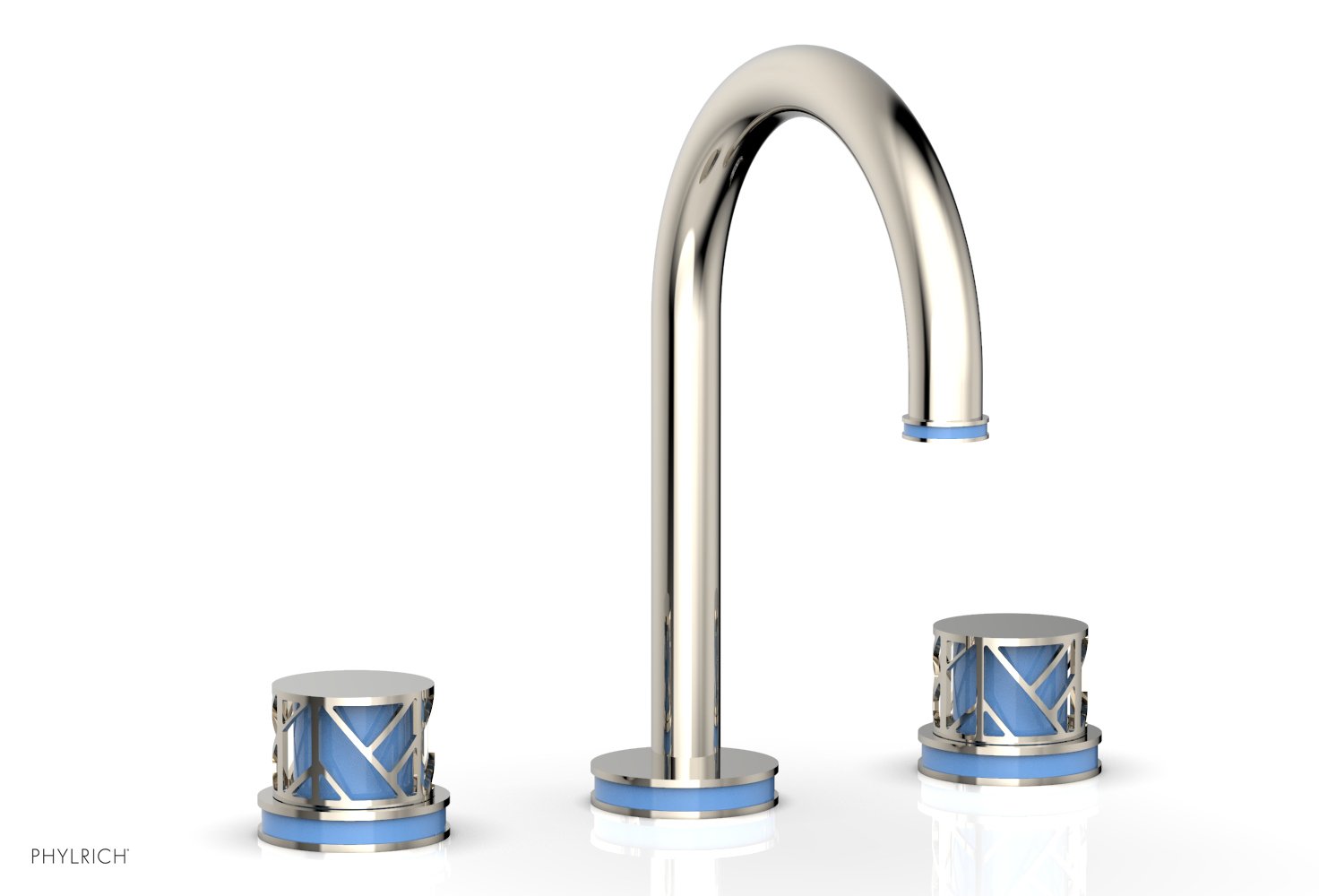 Phylrich JOLIE Widespread Faucet - Round Handles with "Light Blue" Accents