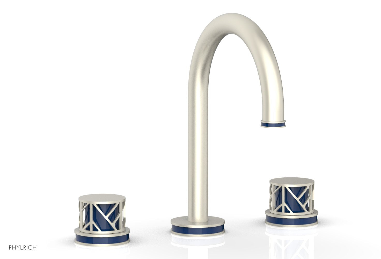 Phylrich JOLIE Widespread Faucet - Round Handles with "Navy Blue" Accents