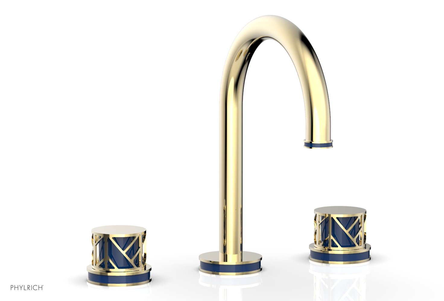 Phylrich JOLIE Widespread Faucet - Round Handles with "Navy Blue" Accents