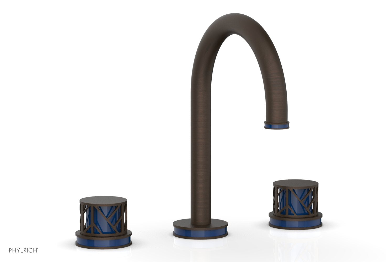 Phylrich JOLIE Widespread Faucet - Round Handles with "Navy Blue" Accents