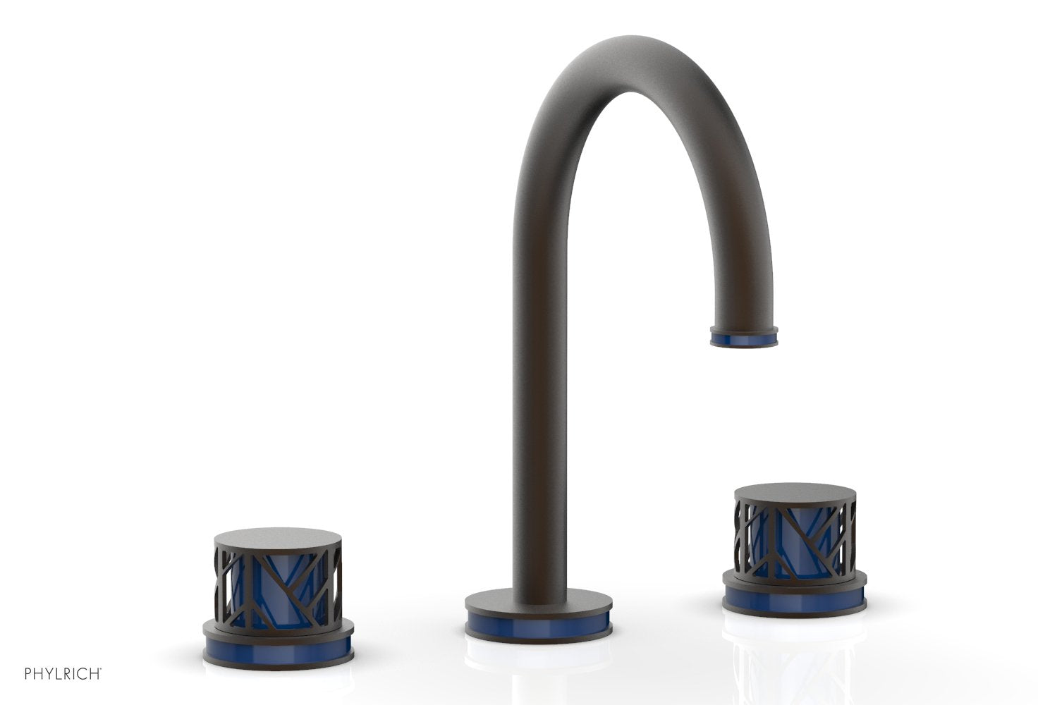 Phylrich JOLIE Widespread Faucet - Round Handles with "Navy Blue" Accents