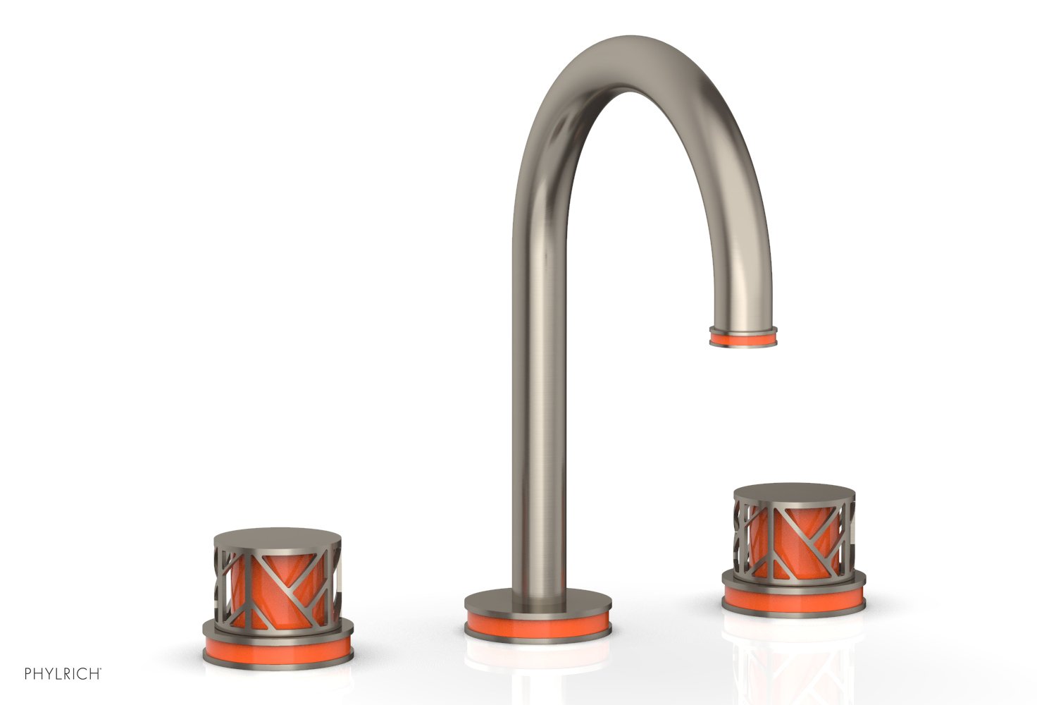 Phylrich JOLIE Widespread Faucet - Round Handles with "Orange" Accents