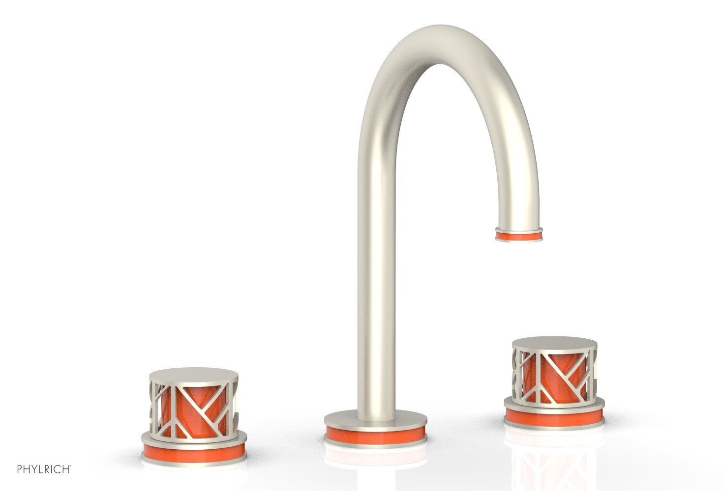 Phylrich JOLIE Widespread Faucet - Round Handles with "Orange" Accents