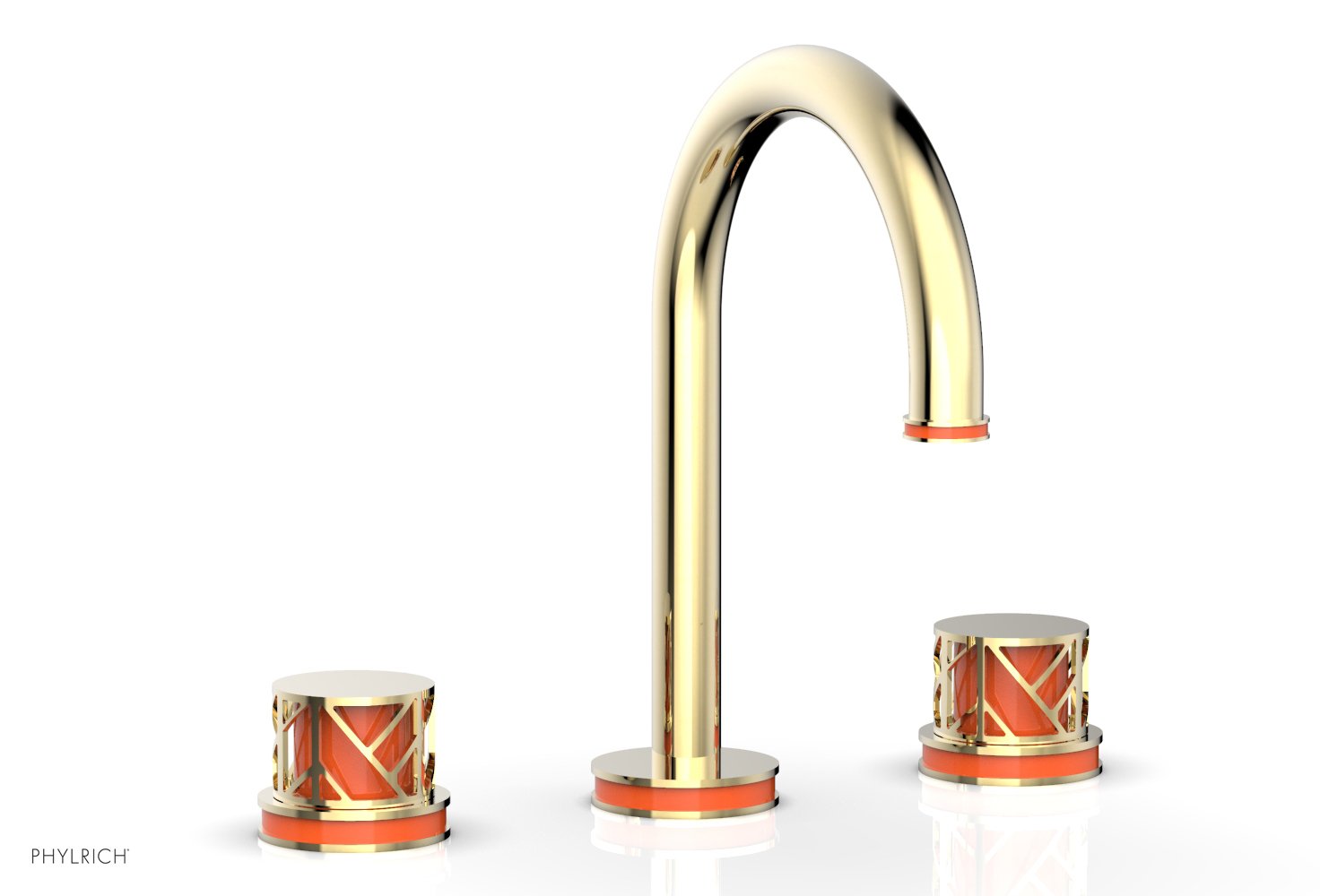 Phylrich JOLIE Widespread Faucet - Round Handles with "Orange" Accents